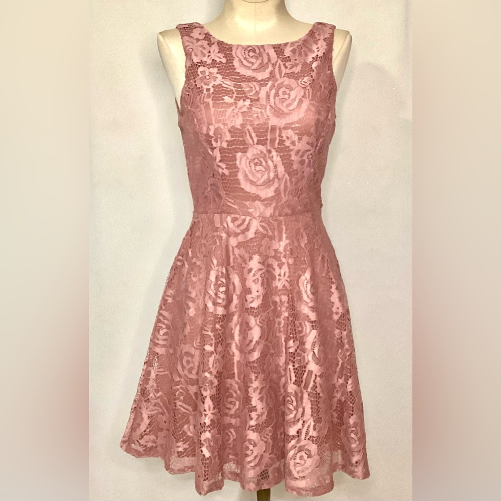 Speechless Floral Lace Midi Dress - Rose Pink Size XS
